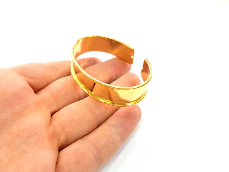 Gold Bangle Blanks Bracelet Blanks Cuff Blanks Adjustable Bracelet Blank Gold Plated Brass (15mm ) G7910