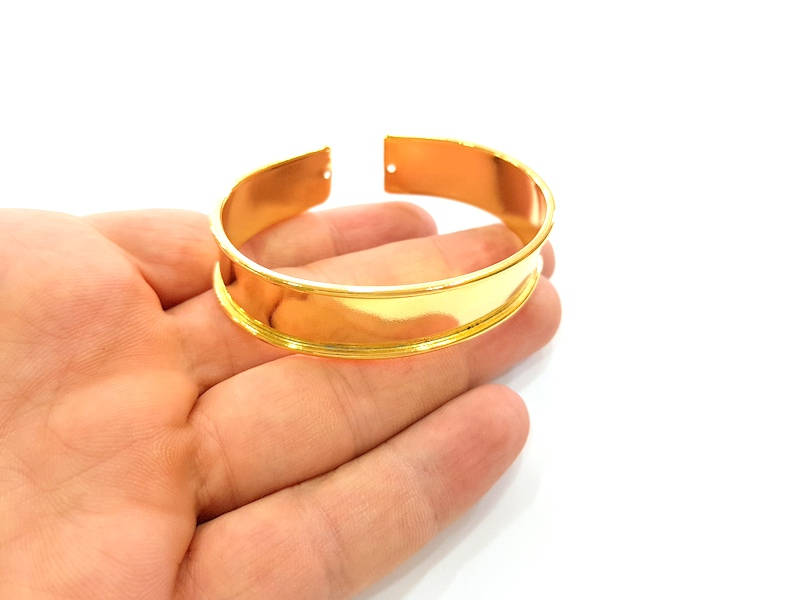 Gold Bangle Blanks Bracelet Blanks Cuff Blanks Adjustable Bracelet Blank Gold Plated Brass (15mm ) G7910