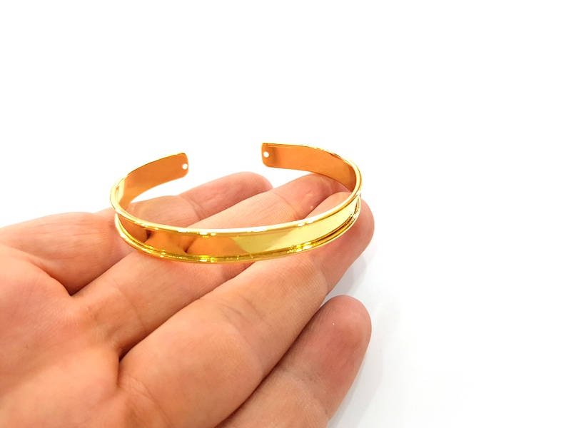 Gold Bangle Blanks Bracelet Blanks Cuff Blanks Adjustable Bracelet Blank Gold Plated Brass (10mm ) G7911