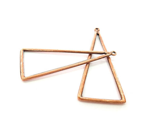 4 Antique Copper Triangle Pendant Antique Copper Plated Pendant (63x27mm) G10798