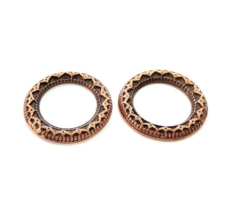 2 Antique Copper Circle Pendant Antique Copper Plated Pendant (29mm) G7916
