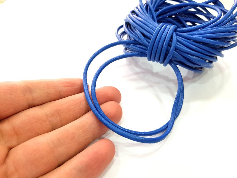 Leather Blue Cord 1mt-3.3 ft (3mm) Round Leather Lacing G7940