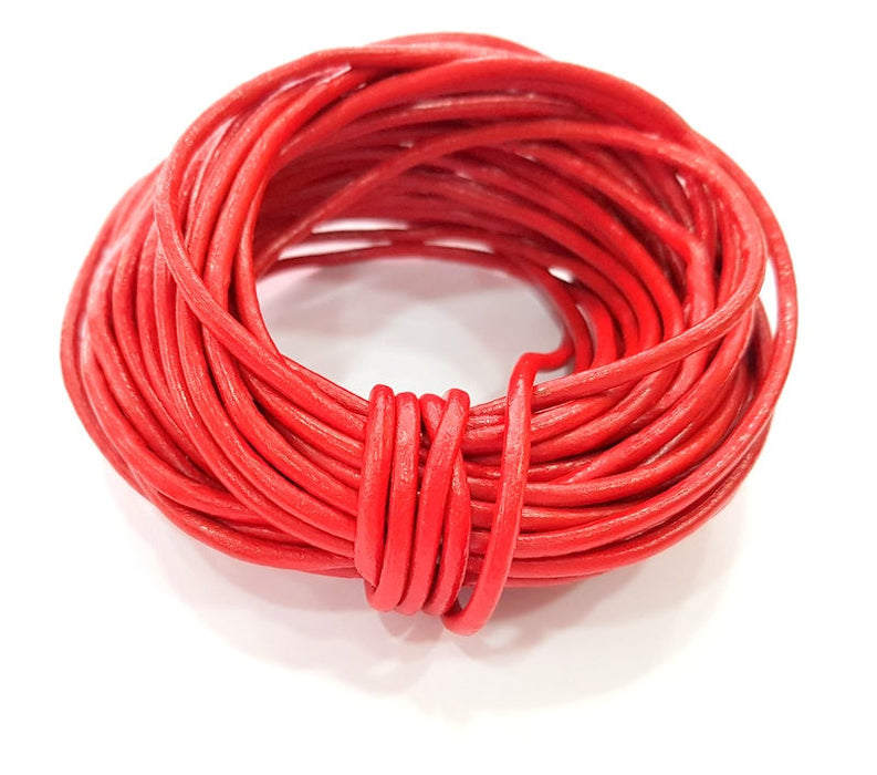 Leather Red Cord 1mt-3.3 ft (3mm) Round Leather Lacing G7941