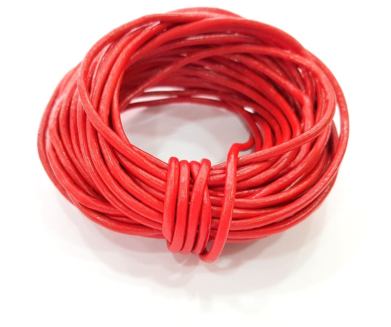 Leather Red Cord 1mt-3.3 ft (3mm) Round Leather Lacing G7941