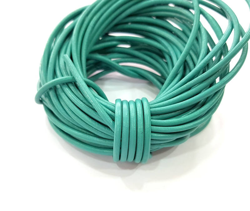 Leather Dark Turquoise Cord 1mt-3.3 ft (3mm) Round Leather Lacing G7943