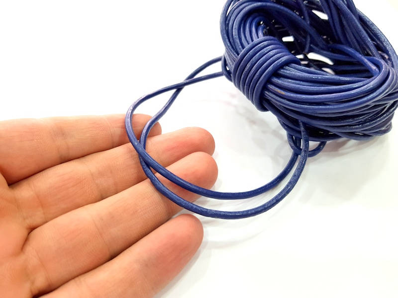 Leather Dark Blue Cord 1mt-3.3 ft (3mm) Round Leather Lacing G7944