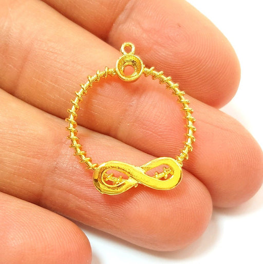 2 Infinity Charms 24K Gold Plated Brass (23mm)  G7377