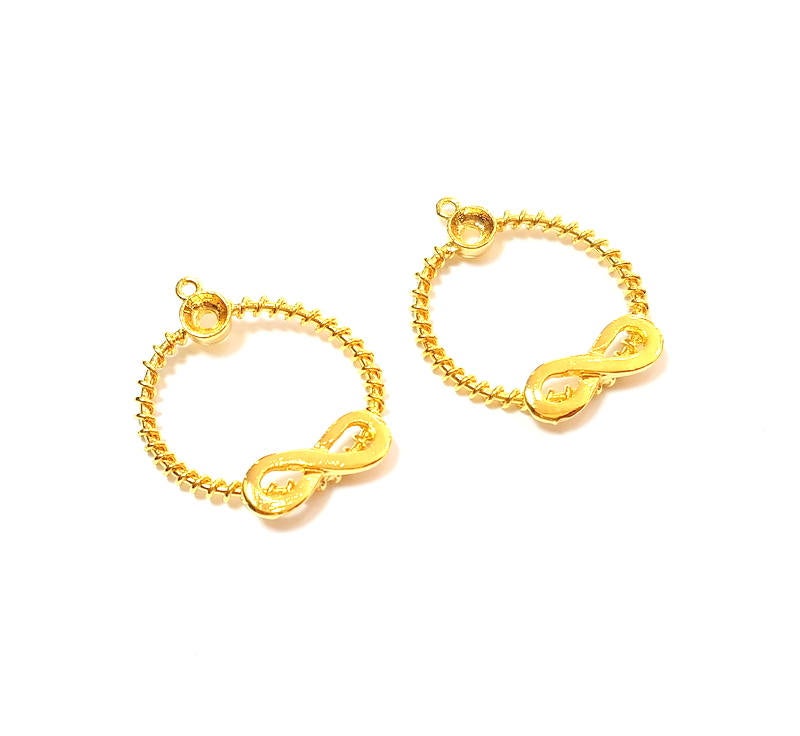 2 Infinity Charms 24K Gold Plated Brass (23mm)  G7377