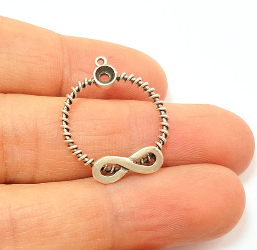 2 Silver Charms Silver Plated Infinity Charms Antique Silver Plated Brass (23mm)  G7379