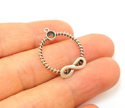 2 Silver Charms Silver Plated Infinity Charms Antique Silver Plated Brass (23mm)  G7379