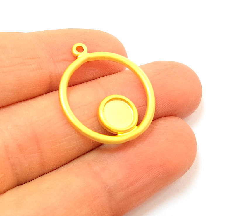 4 Gold Charms Gold Plated Charms Blank (23mm)  G7380