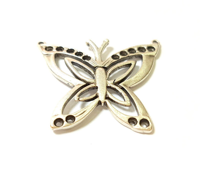 Butterfly Charms Antique Silver Plated Brass (27x26mm)  G7381