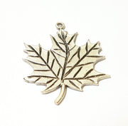 Silver Charms Silver Plated Maple Charms Antique Silver Plated Brass (29x26mm)  G7384