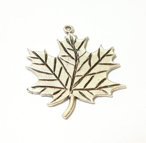 Silver Charms Silver Plated Maple Charms Antique Silver Plated Brass (29x26mm)  G7384