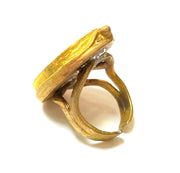 Raw Brass Ring Blank Bezel Settings Cabochon Base Mountings Adjustable (25x18mm blank ) G7395