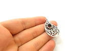 Silver Pendant Antique Silver Plated Pendant Blank (37x22mm) G7397