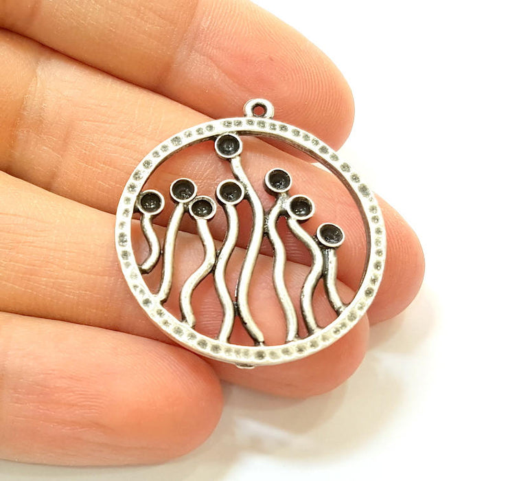 Silver Pendant Antique Silver Plated Pendant Blank (32mm) G7399