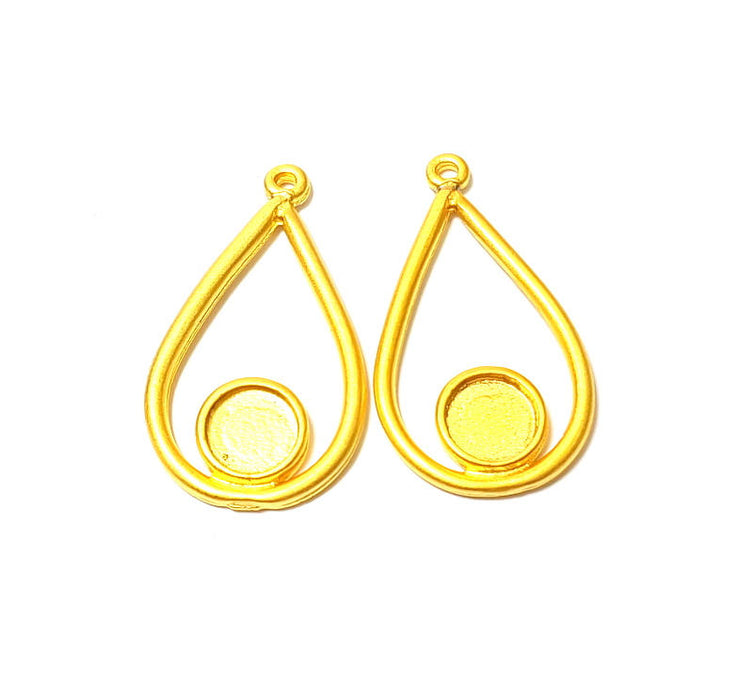 Gold Charms Gold Plated Drop Charms Blank (32x18mm)  G7402