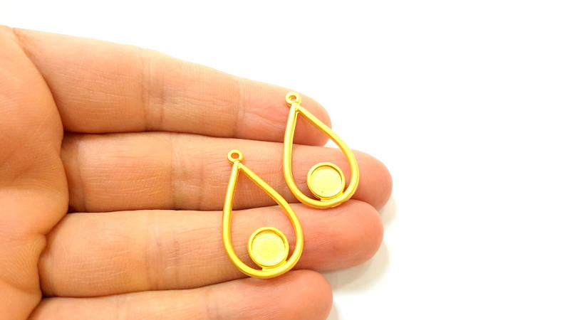 Gold Charms Gold Plated Drop Charms Blank (32x18mm)  G7402