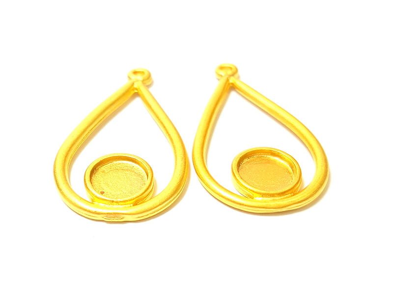 Gold Charms Gold Plated Drop Charms Blank (32x18mm)  G7402