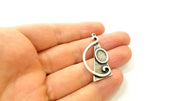 Silver Pendant Antique Silver Plated Pendant Blank (42x21mm) G9096