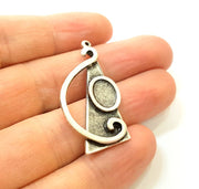 Silver Pendant Antique Silver Plated Pendant Blank (42x21mm) G9096