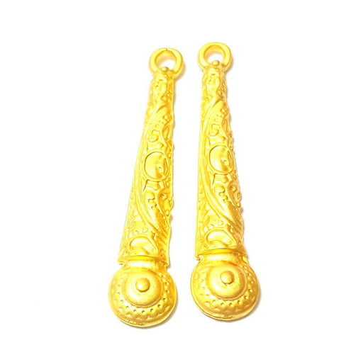 2 Gold Charms Gold Plated Charms (51x10mm) G7409