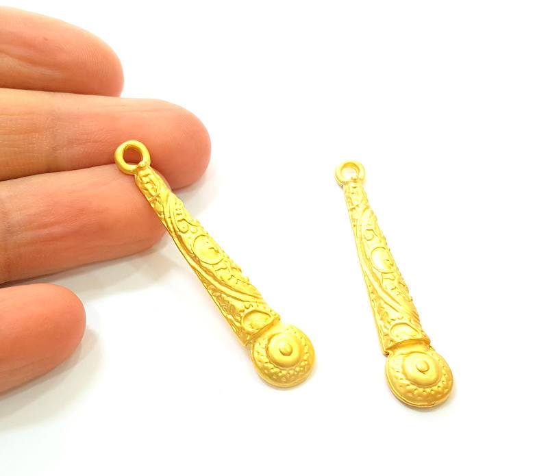 2 Gold Charms Gold Plated Charms (51x10mm) G7409