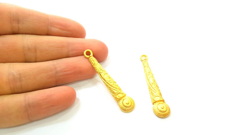 2 Gold Charms Gold Plated Charms (51x10mm) G7409