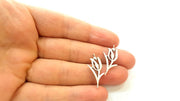 Silver Charms Silver Plated Tulip Charms Antique Silver Plated Brass (27x15mm)  G7412