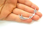 2 Silver Charms Silver Plated Star Charms Antique Silver Plated Brass (54x21mm)  G7418