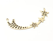 2 Silver Charms Silver Plated Star Charms Antique Silver Plated Brass (54x21mm)  G7418