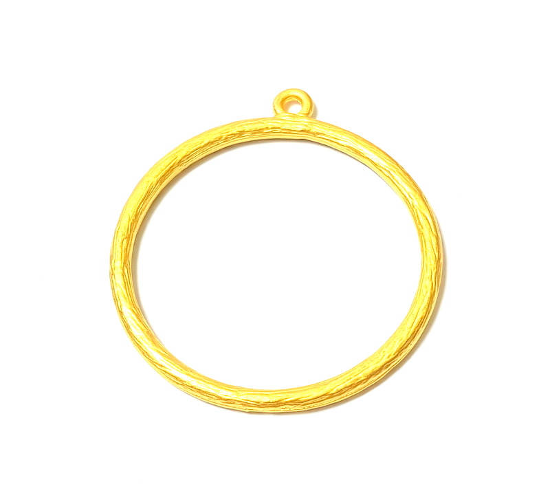 2 Gold Charms Gold Plated Circle Charms (37mm)  G7427