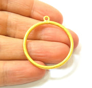 2 Gold Charms Gold Plated Circle Charms (37mm)  G7427