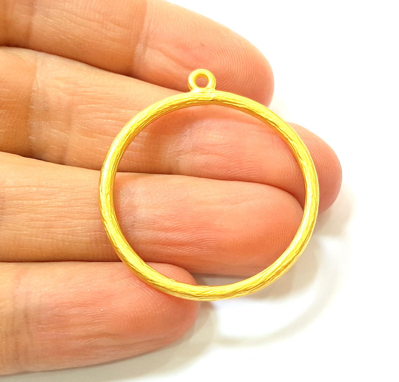2 Gold Charms Gold Plated Circle Charms (37mm)  G7427