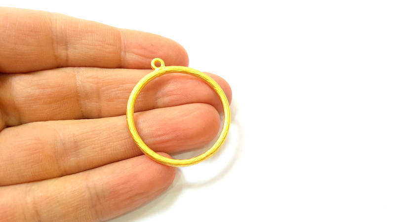 2 Gold Charms Gold Plated Circle Charms (37mm)  G7427