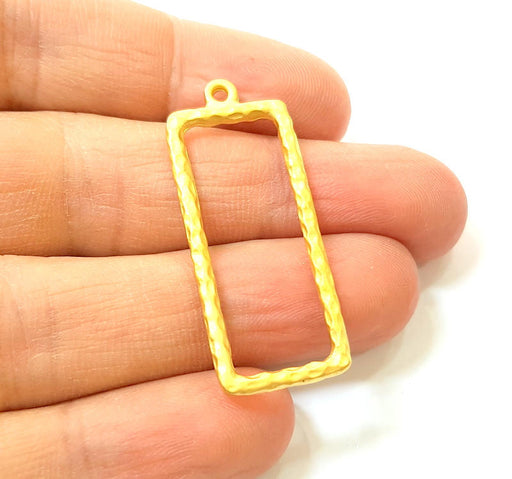 2 Gold Charms Gold Plated Rectangle Charms (42x17mm)  G7429