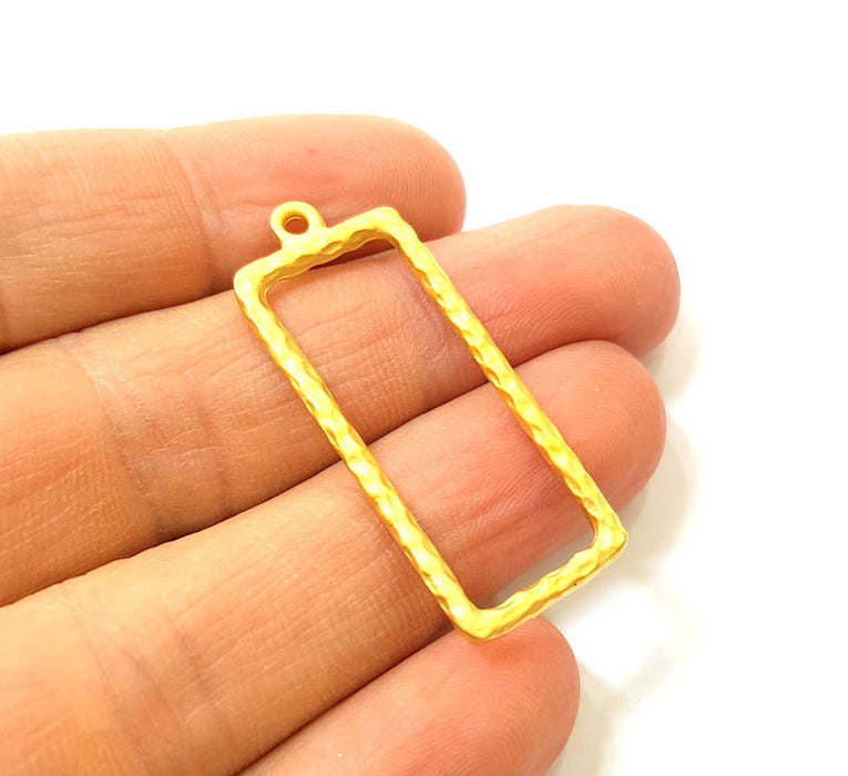 2 Gold Charms Gold Plated Rectangle Charms (42x17mm)  G7429