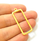 2 Gold Charms Gold Plated Rectangle Charms (42x17mm)  G7429