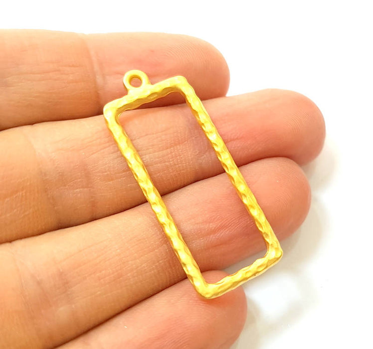 2 Gold Charms Gold Plated Rectangle Charms (42x17mm)  G7429