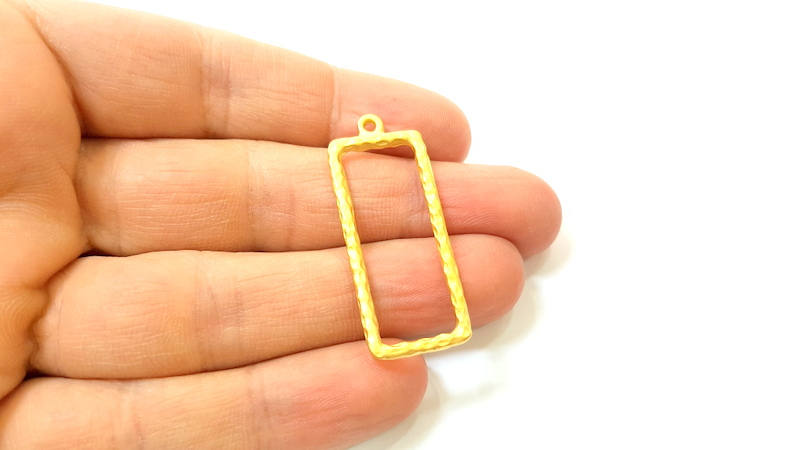 2 Gold Charms Gold Plated Rectangle Charms (42x17mm)  G7429