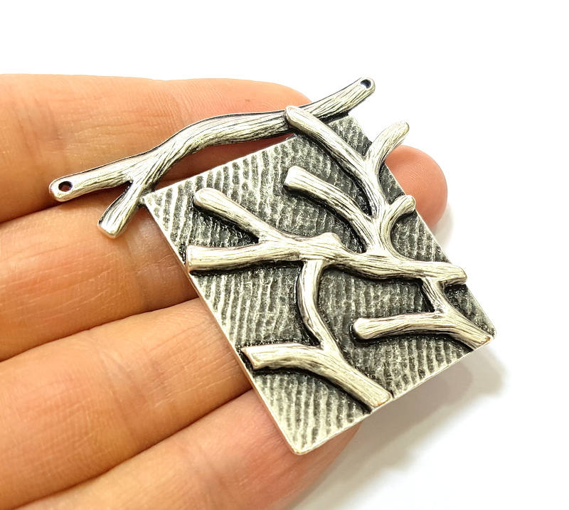 Silver Pendant Antique Silver Tree Branch Pendants (55x48mm) G7440