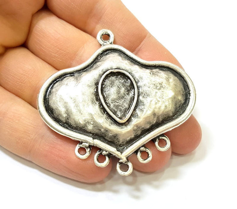 Silver Pendant Antique Silver Plated Pendant Blank (56x59mm) G7442