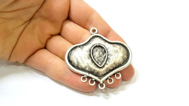 Silver Pendant Antique Silver Plated Pendant Blank (56x59mm) G7442