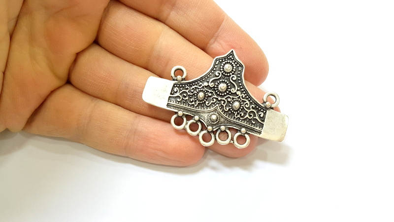 2 Silver Pendant Antique Silver Pendant Connector (54x38mm) G7444