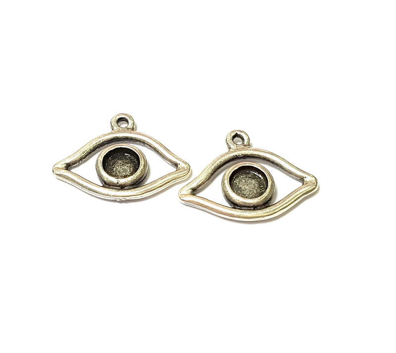 6 Silver Pendant Bezel Blank Earring Component Antique Silver Plated Blanks (6mm Blank) G7445