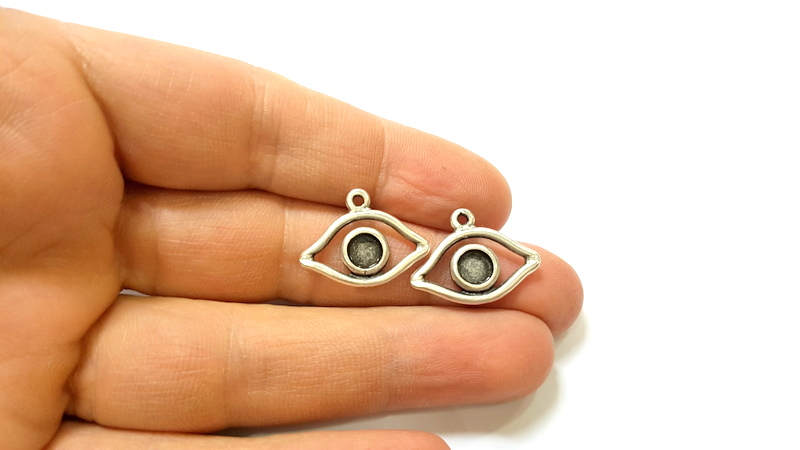 6 Silver Pendant Bezel Blank Earring Component Antique Silver Plated Blanks (6mm Blank) G7445