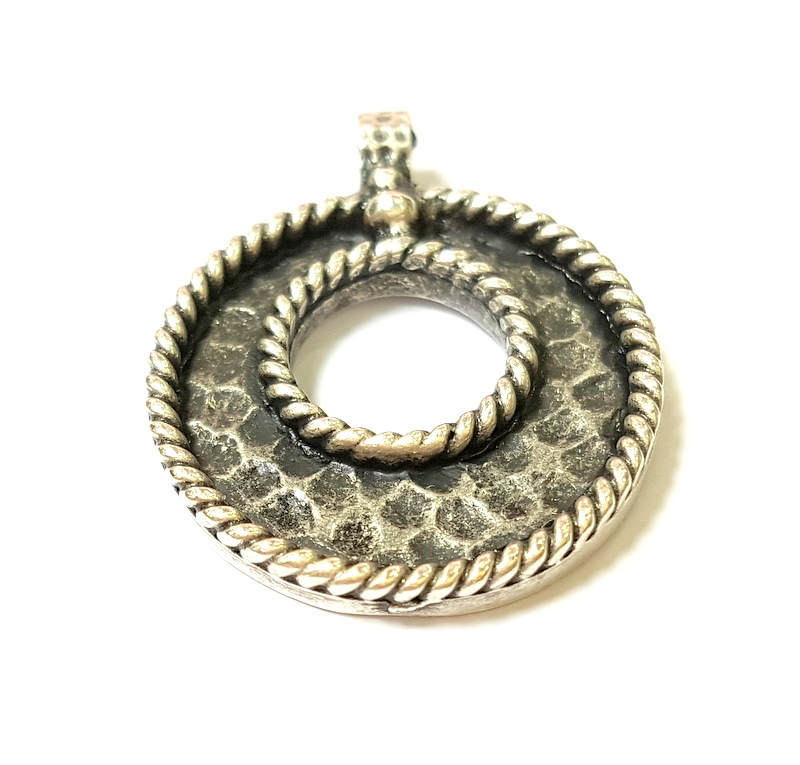 2 Silver Charms Antique Silver Plated Charms (27mm) G7458