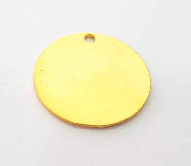 2 Gold Disc Charm Gold Plated Charms (25mm)  G7957