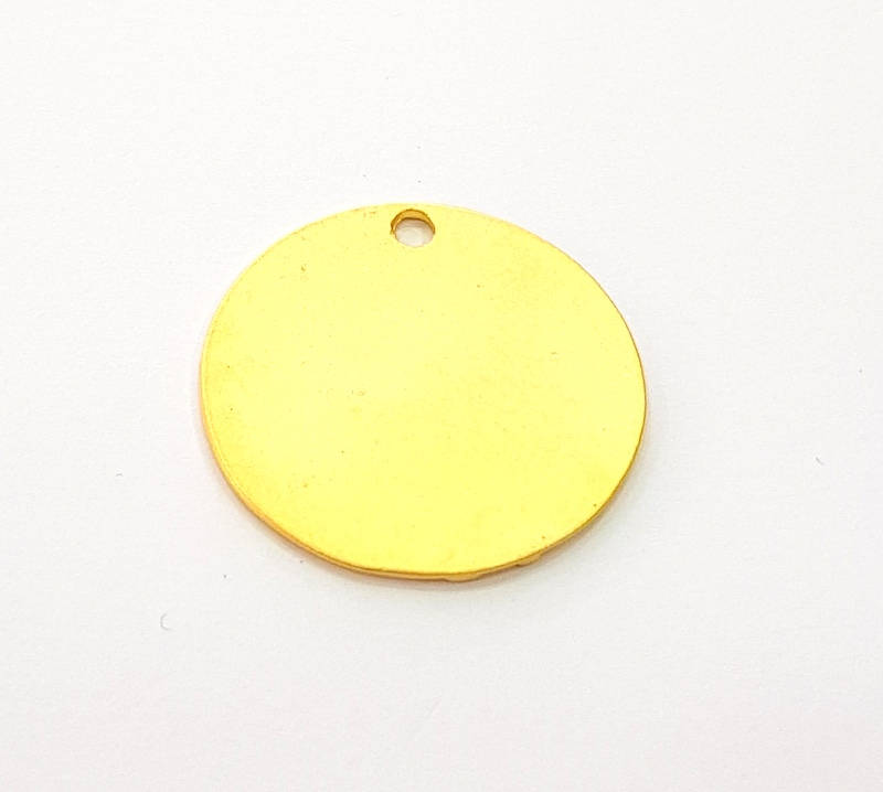 2 Gold Disc Charm Gold Plated Charms (25mm)  G7957